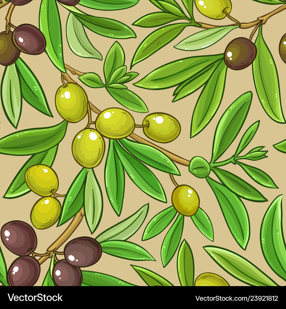 Olive branches pattern on color background Olive branches pattern on color background vector image