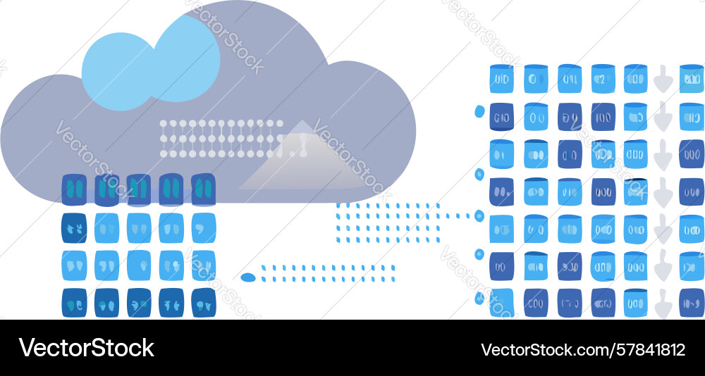 Pixelated rain or data flowing from a digital Vector Image
