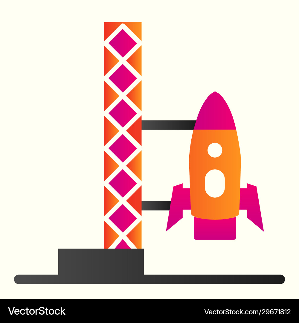 Rocket launch line icon spaceship with ladder Rocket launch line icon spaceship with ladder vector image