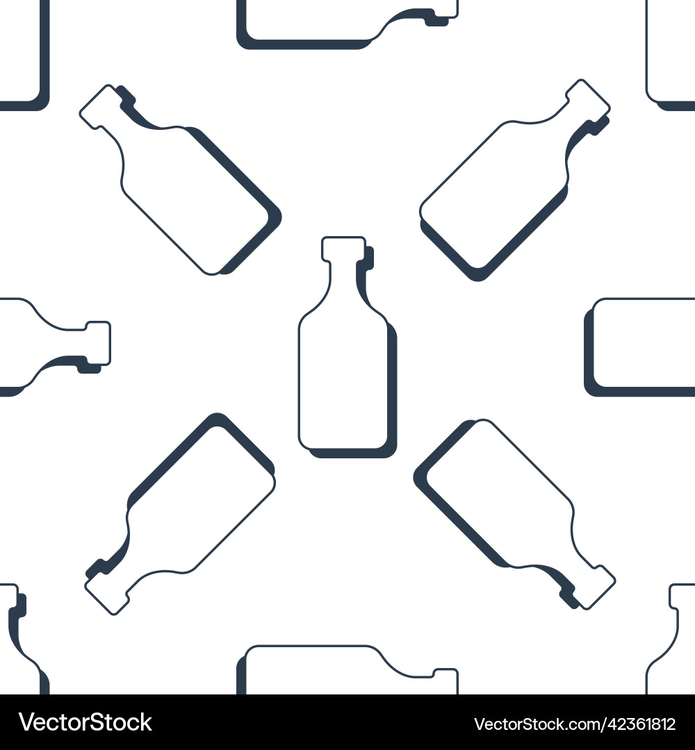 Rum bottles seamless pattern line art style Rum bottles seamless pattern line art style vector image