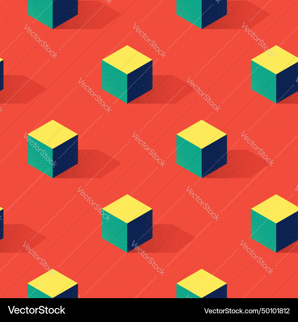 Seamless pattern with cube or box shape on red Vector Image