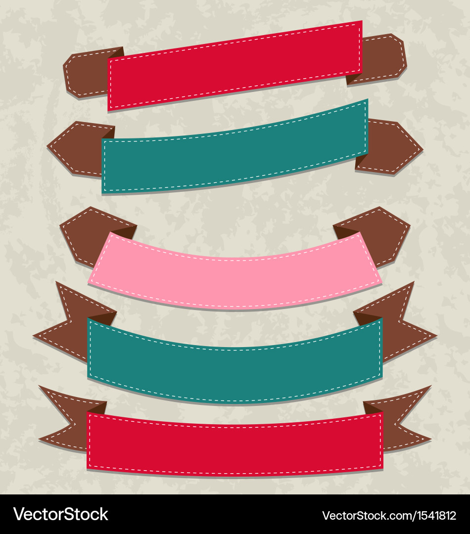 Set colorful ribbons various forms vector image