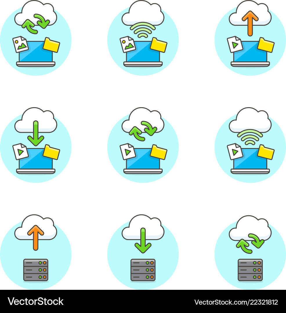 Set of multicolor cloud-computing icons vector image