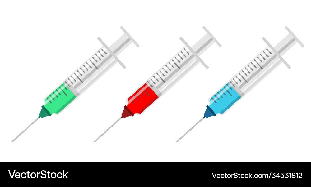 Set syringes with different fluids Vector Image