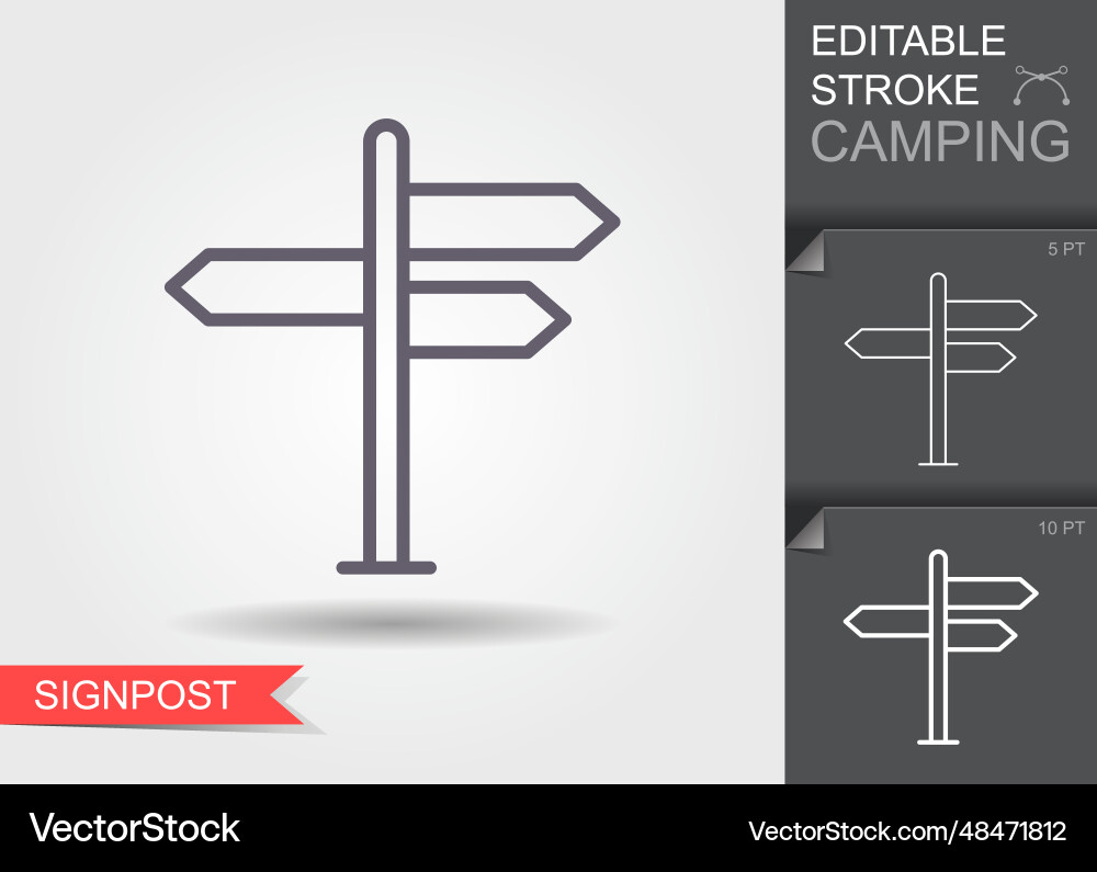 Signpost pointer line icon outline sign Signpost pointer line icon outline sign vector image