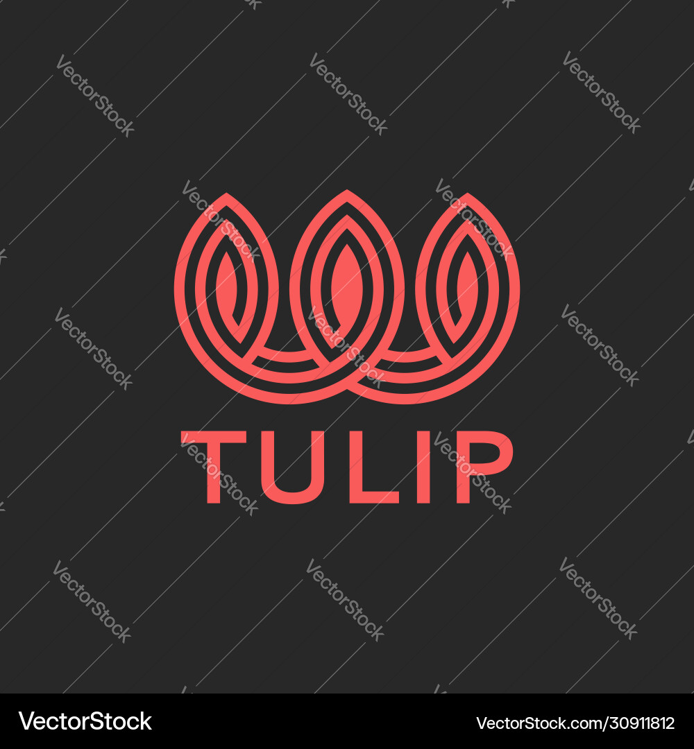Tulip logo abstract flower monogram style coral Tulip logo abstract flower monogram style coral vector image