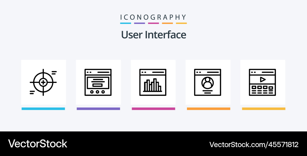 User interface line 5 icon pack including Vector Image