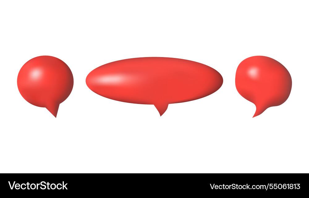 3d speech bubbles different shapes message icon Vector Image