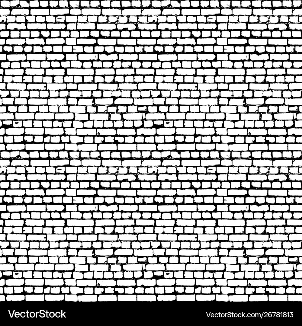 Black and white brick wall seamless pattern vector image