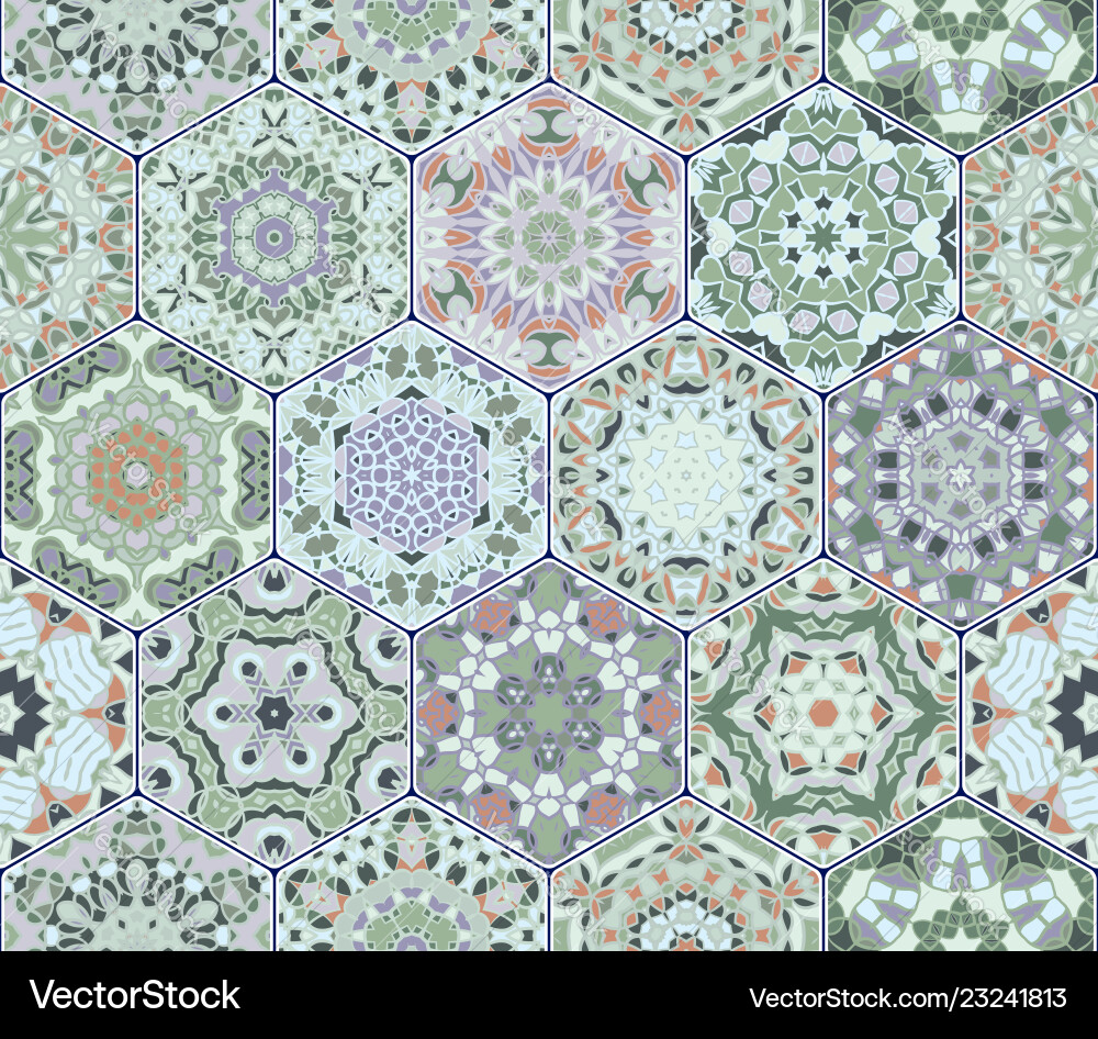 Bright seamless pattern hexagonal tiles Bright seamless pattern hexagonal tiles vector image