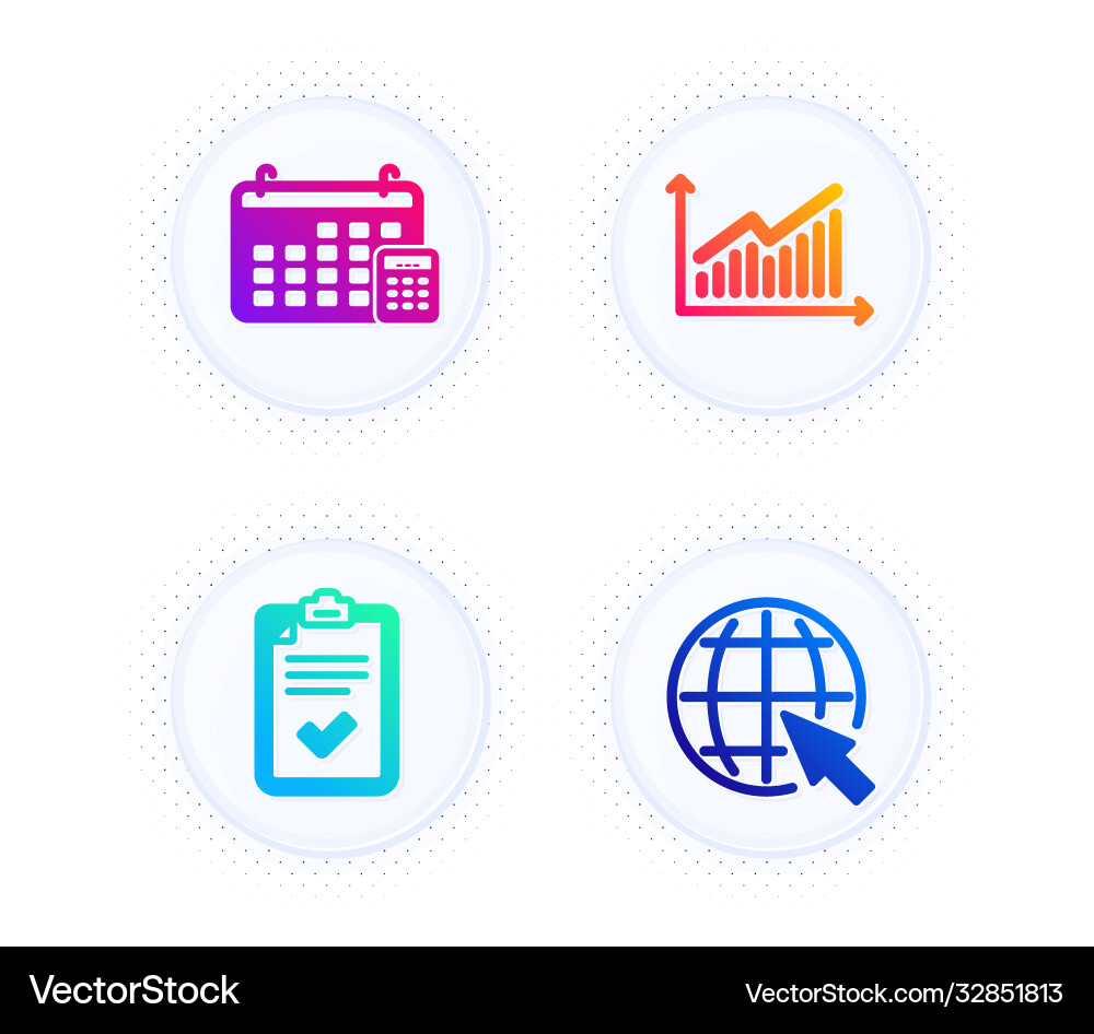 Calendar graph and checklist icons set internet Calendar graph and checklist icons set internet vector image