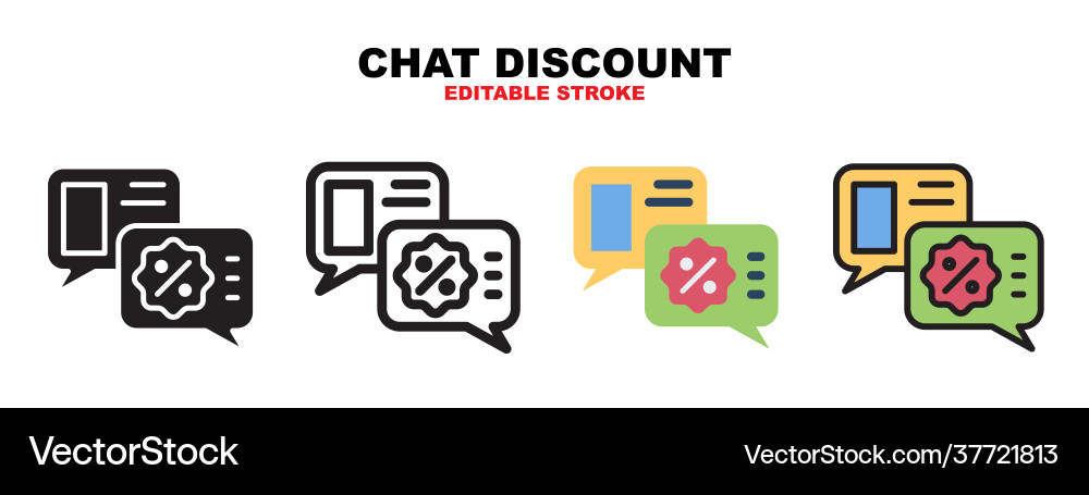 Chat discount icon set with different styles Chat discount icon set with different styles vector image
