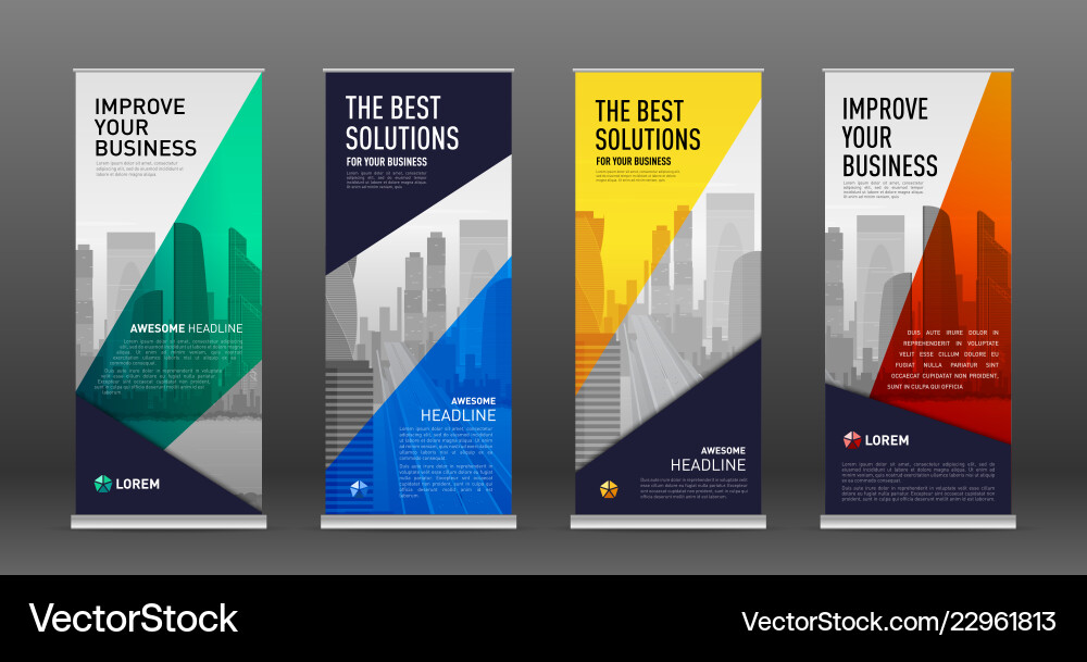 Construction roll up banner design templates set Vector Image