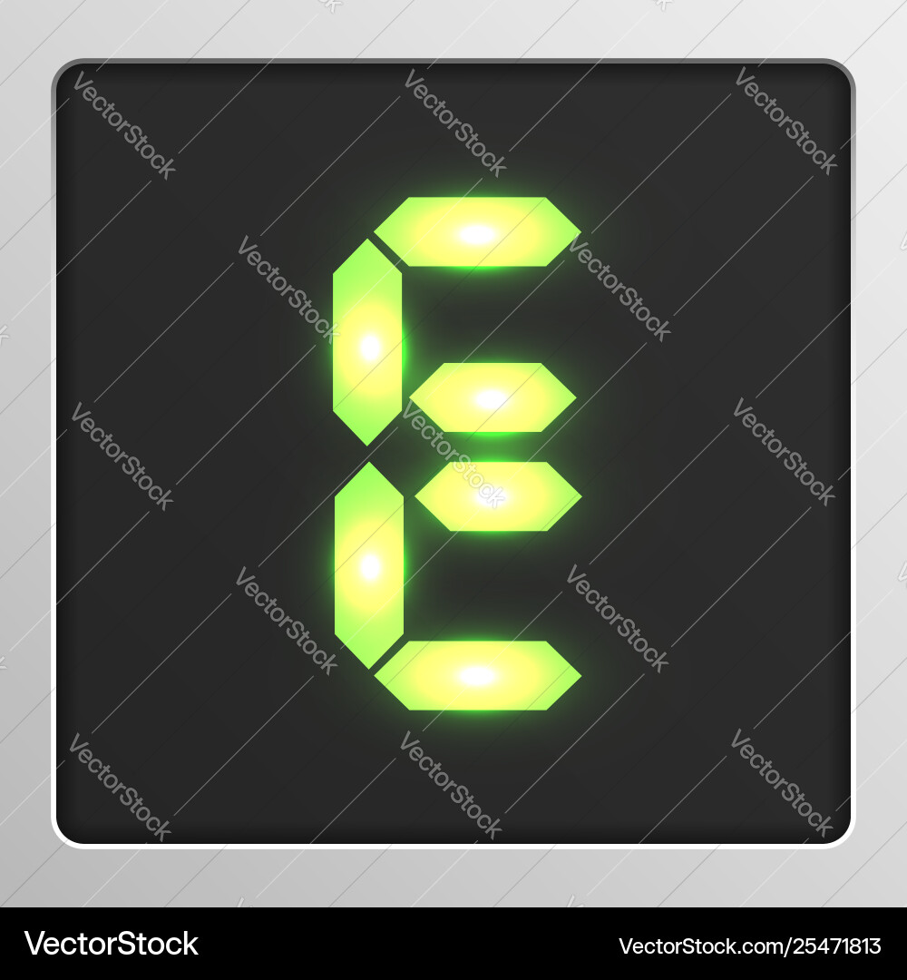 Digital character set typeface on a screen vector image