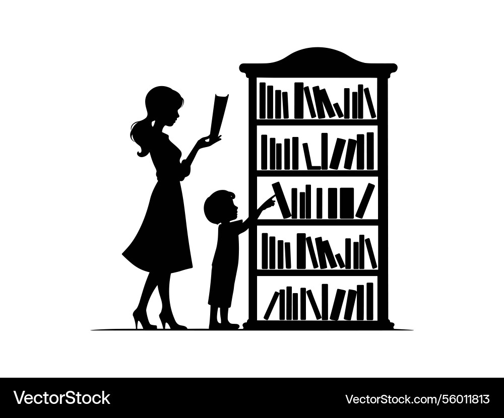 Homeschool Mutter Silhouette Mütter Tag lernen Kunst Homeschool Mutter Silhouette Mütter Tag lernen Kunst vektorbild