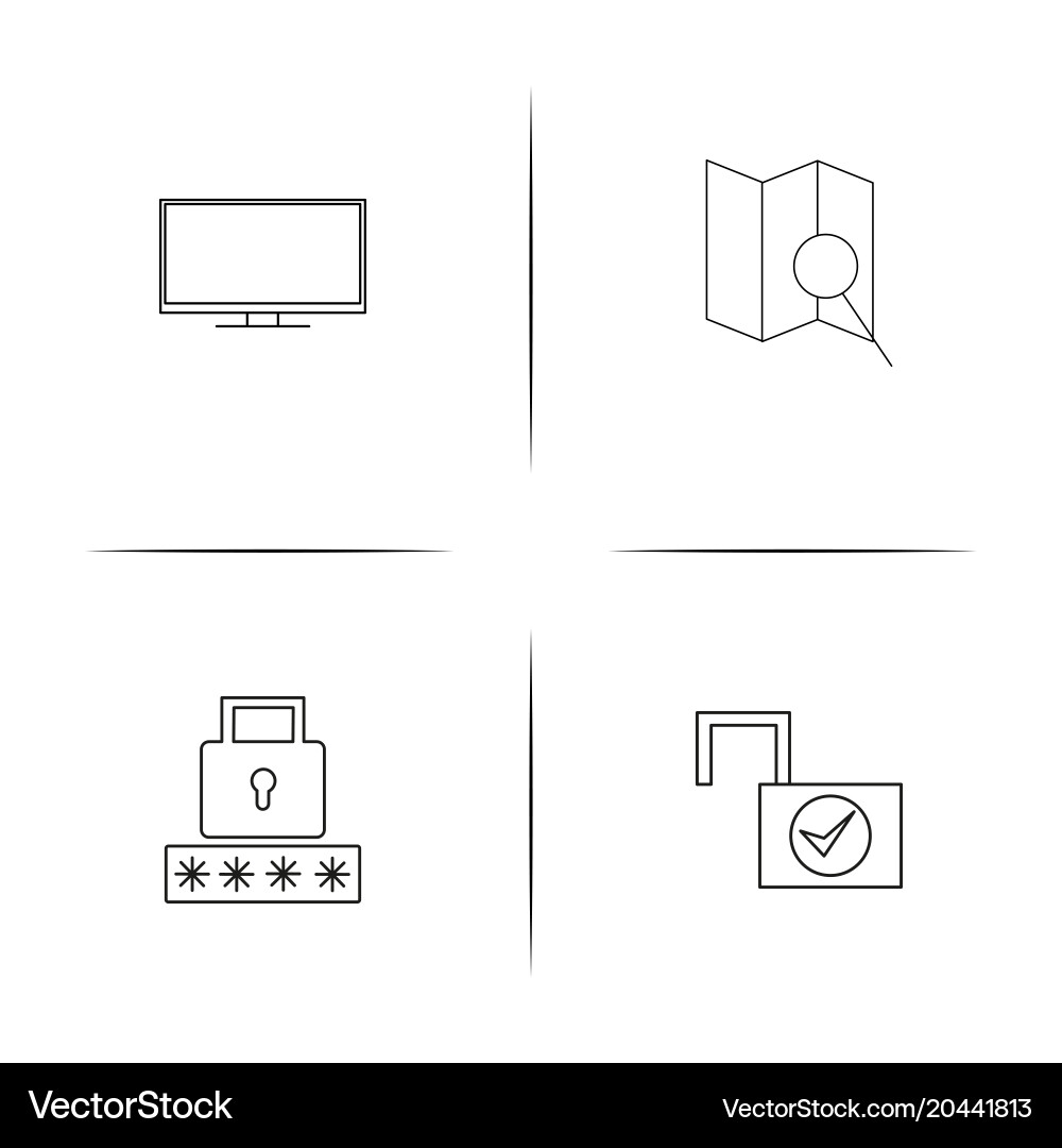 Internet security simple linear icon setsimple vector image