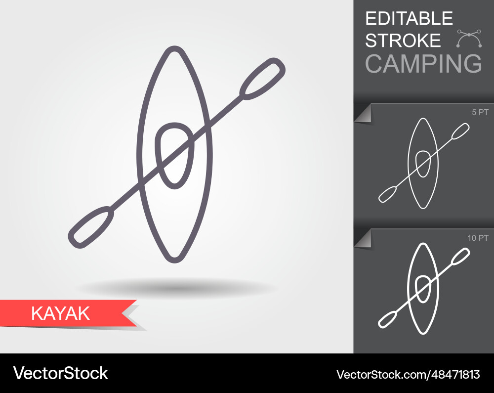 Kayak outline icon with editable stroke linear Kayak outline icon with editable stroke linear vector image