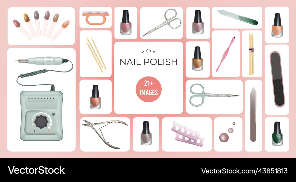 Manicure square compositions set Manicure square compositions set vector image