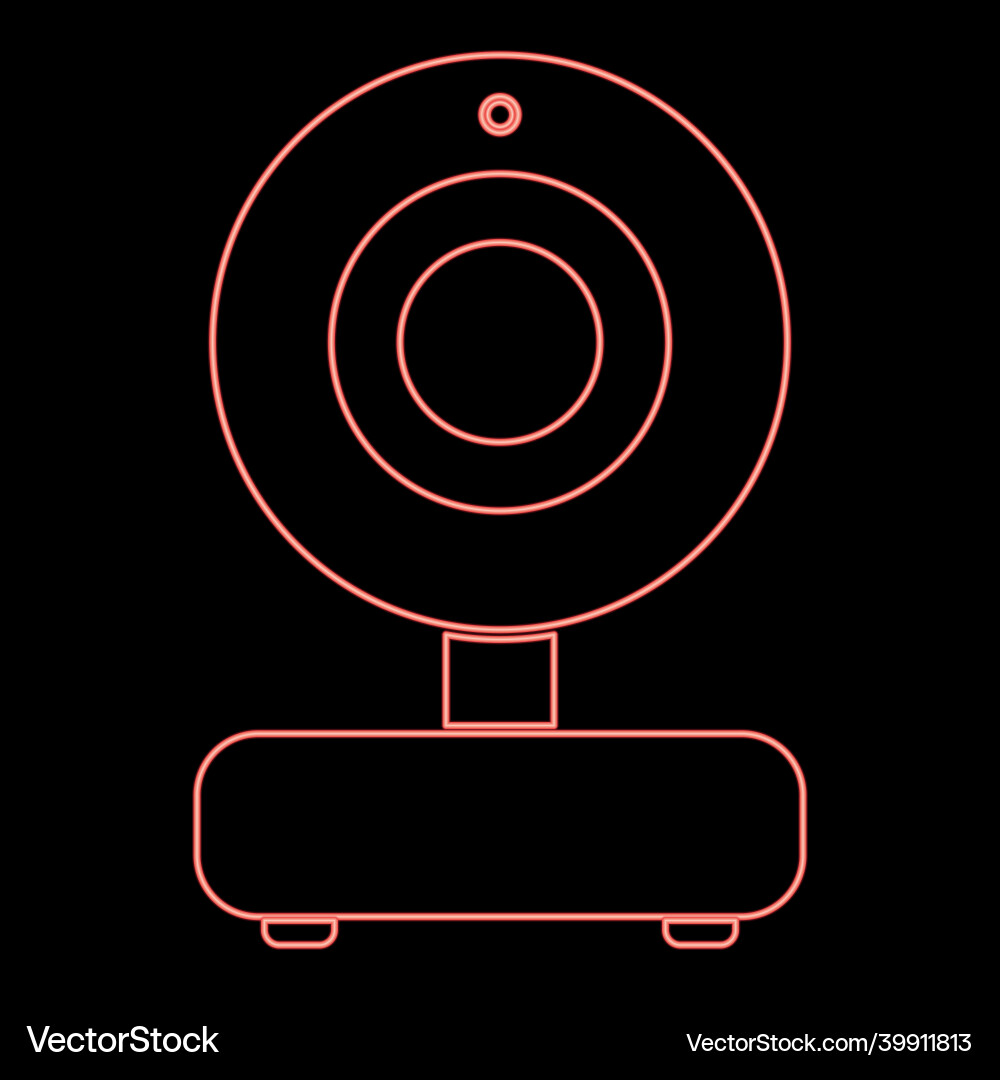 Neon web camera red color flat style image vector image