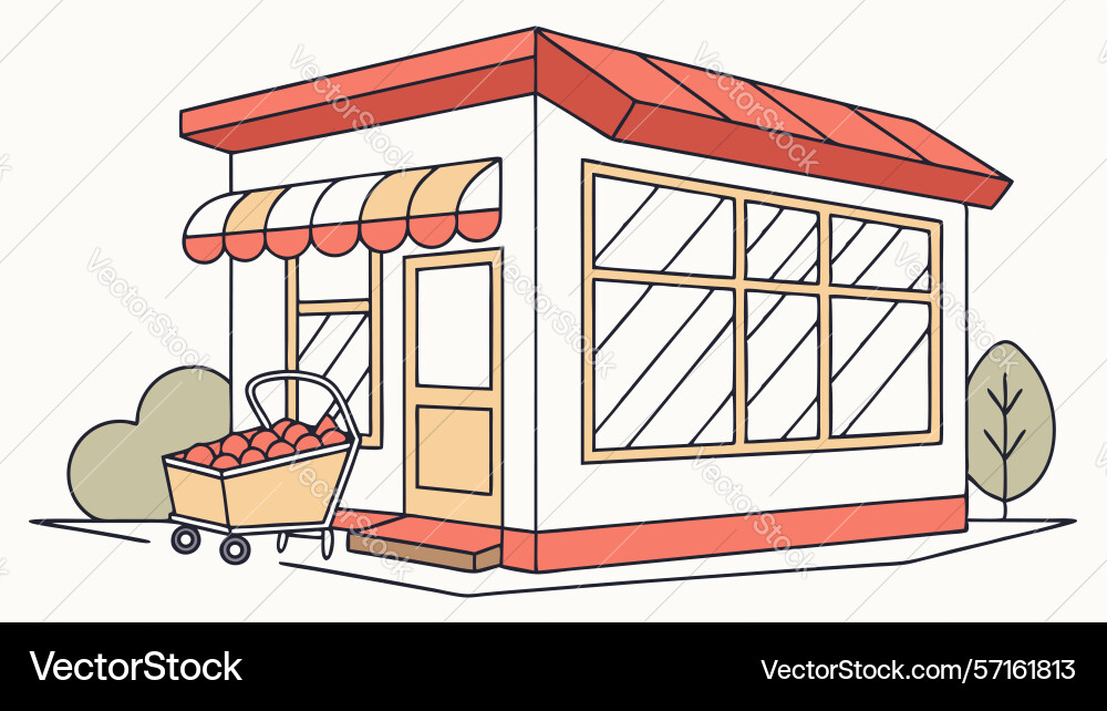 Quaint local storefront with charming display Vector Image