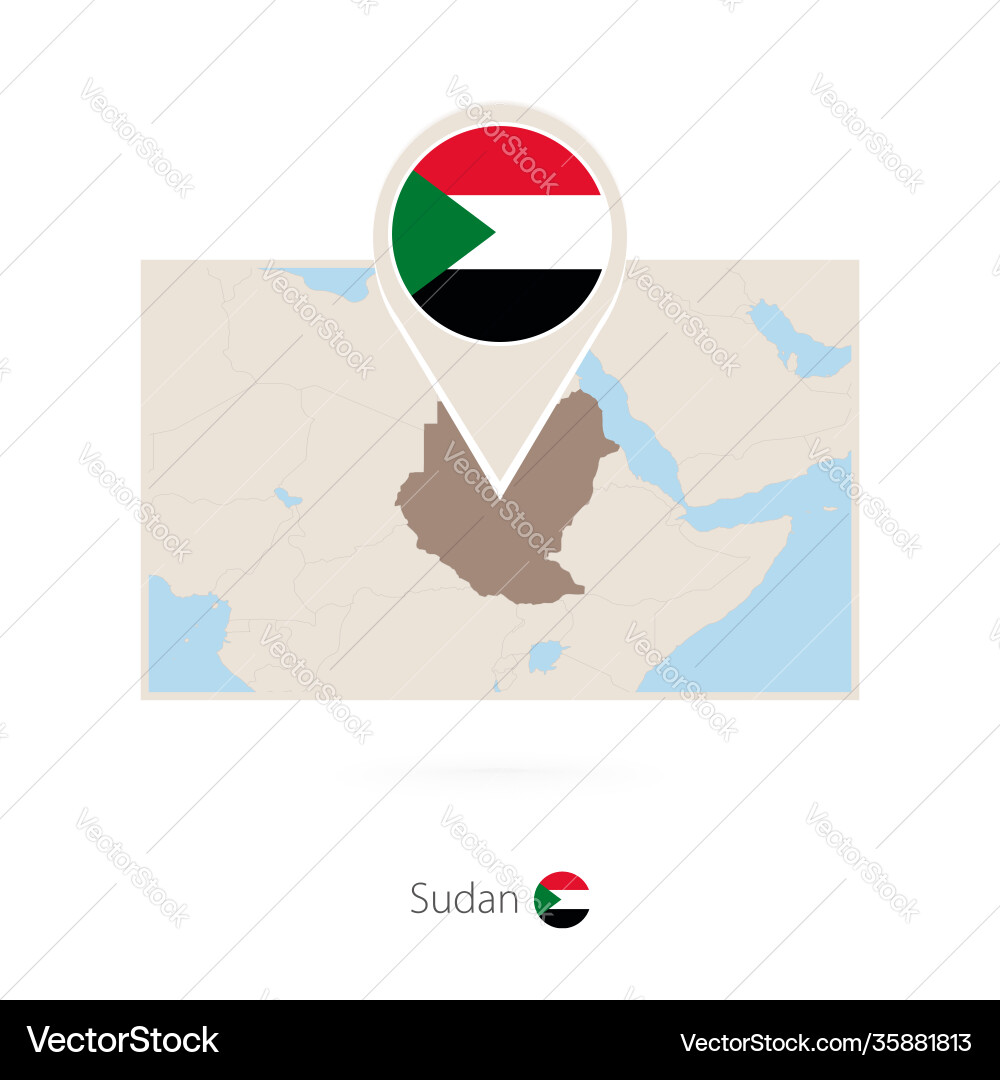 Rectangular map sudan with pin icon vector image