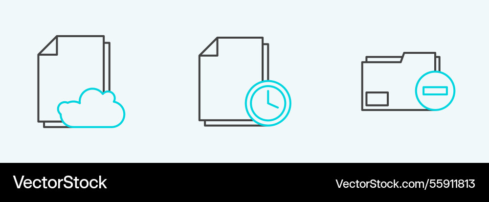 Set line document folder with minus cloud storage Set line document folder with minus cloud storage vector image