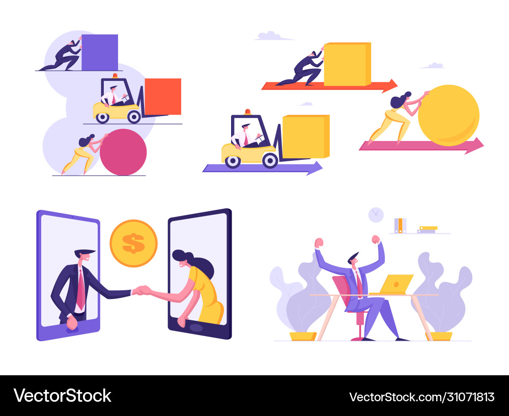 Set male and female business people corporate Set male and female business people corporate vector image