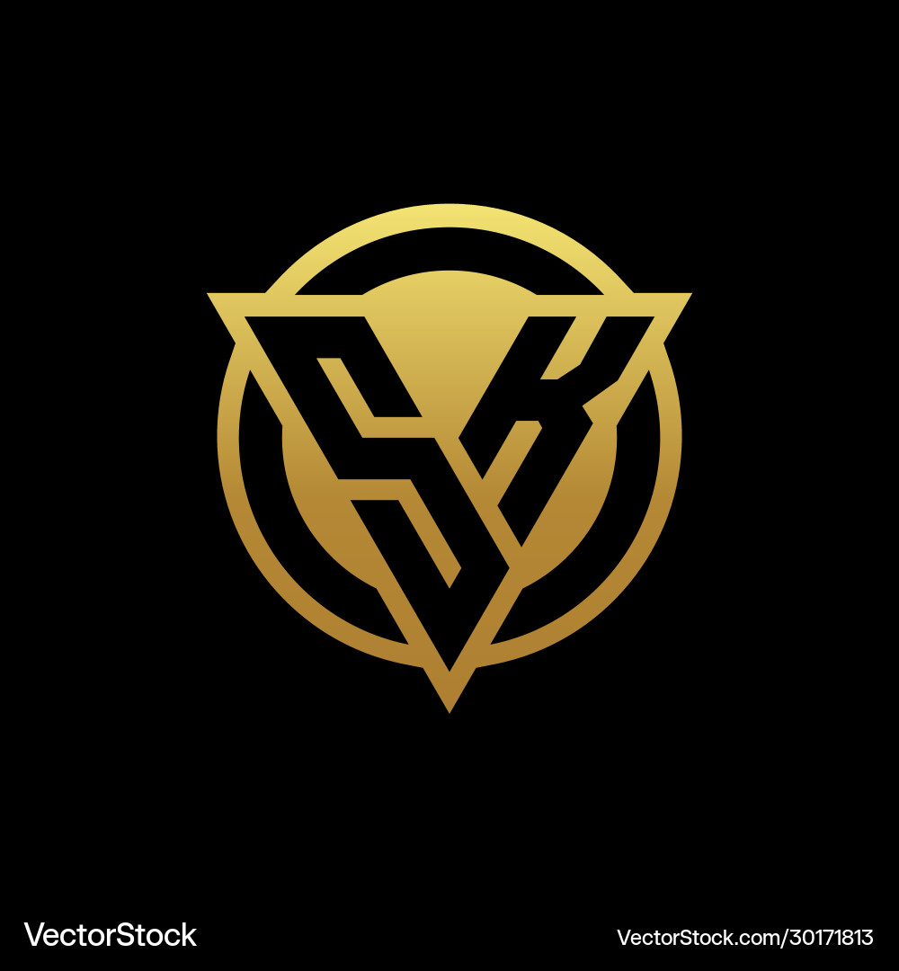 Sk logo monogram with triangle shape and circle vector image
