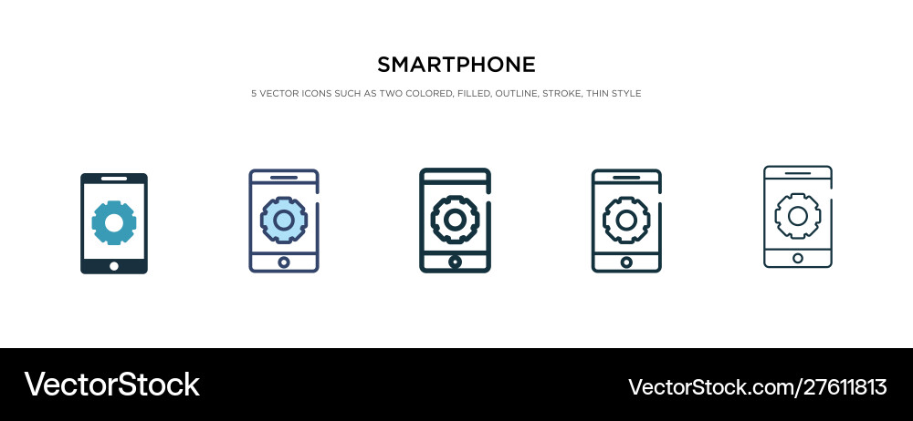 Smartphone icon in different style two colored Smartphone icon in different style two colored Vector Image