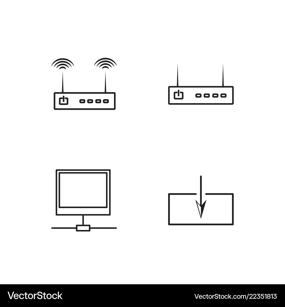 Web simple outlined icons set vector image