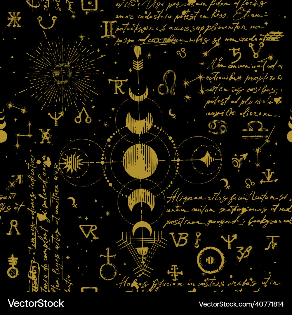A pattern with an esoteric manuscript A pattern with an esoteric manuscript vector image