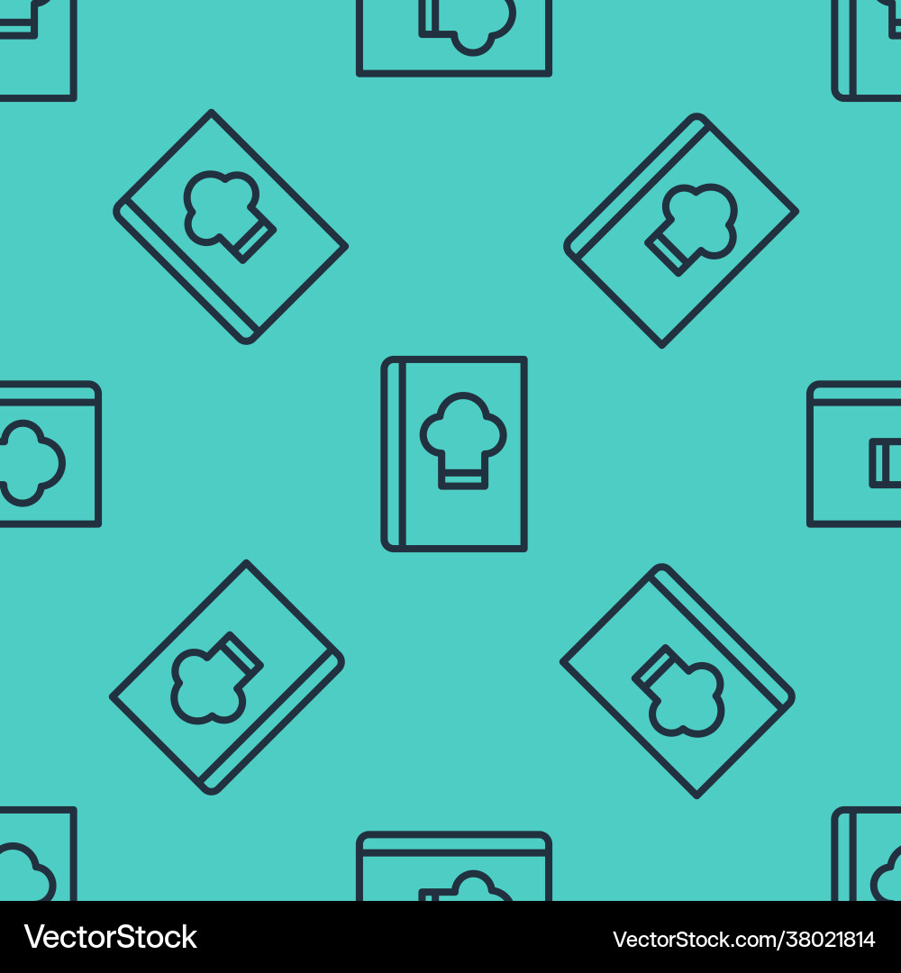 Black line cookbook icon isolated seamless pattern Black line cookbook icon isolated seamless pattern Vector Image