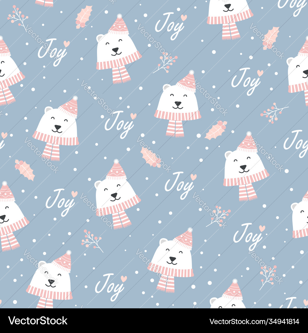 Christmas seamless pattern with polar bear Christmas seamless pattern with polar bear vector image