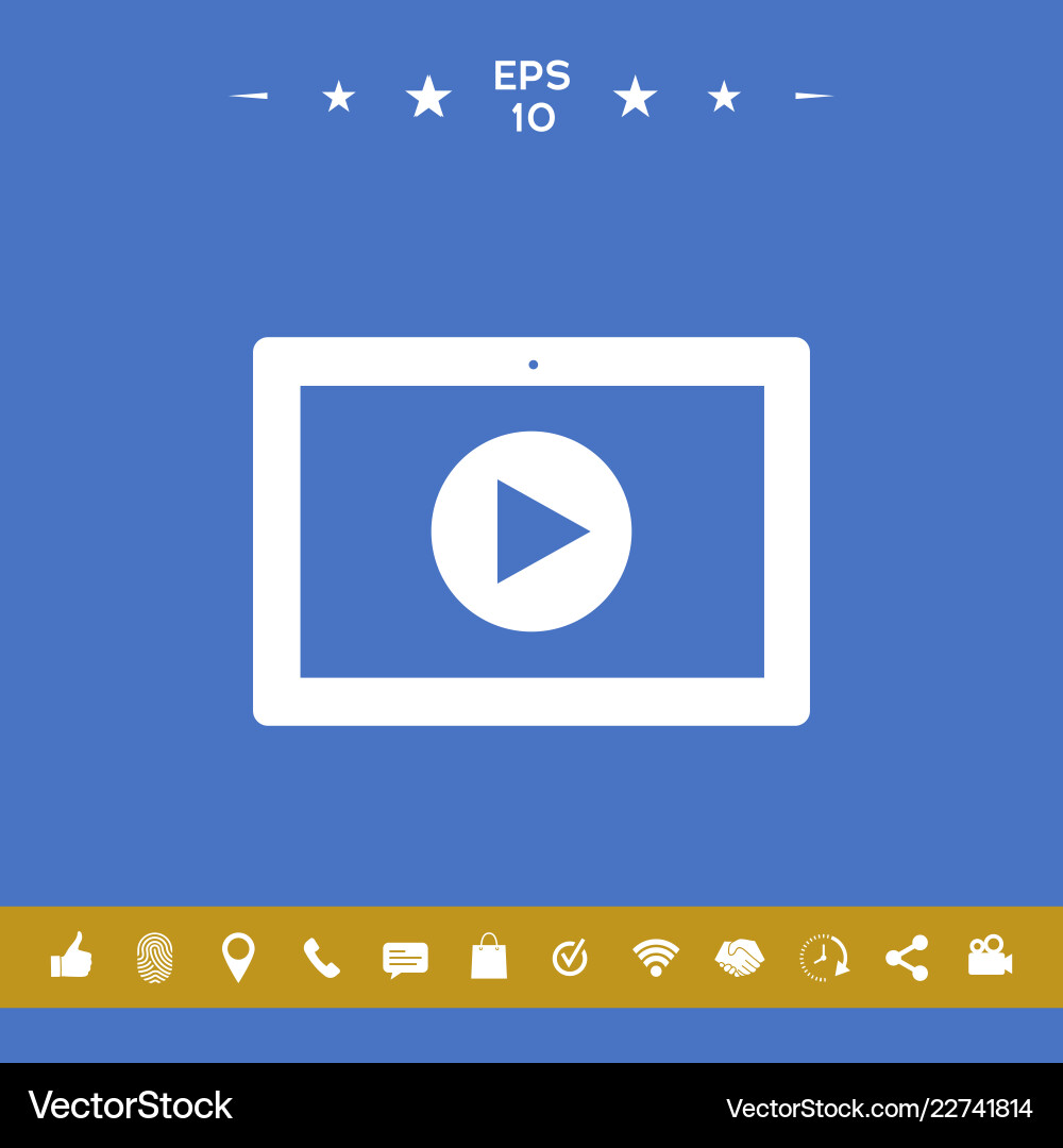 Computer tablet with play button icon Computer tablet with play button icon vector image
