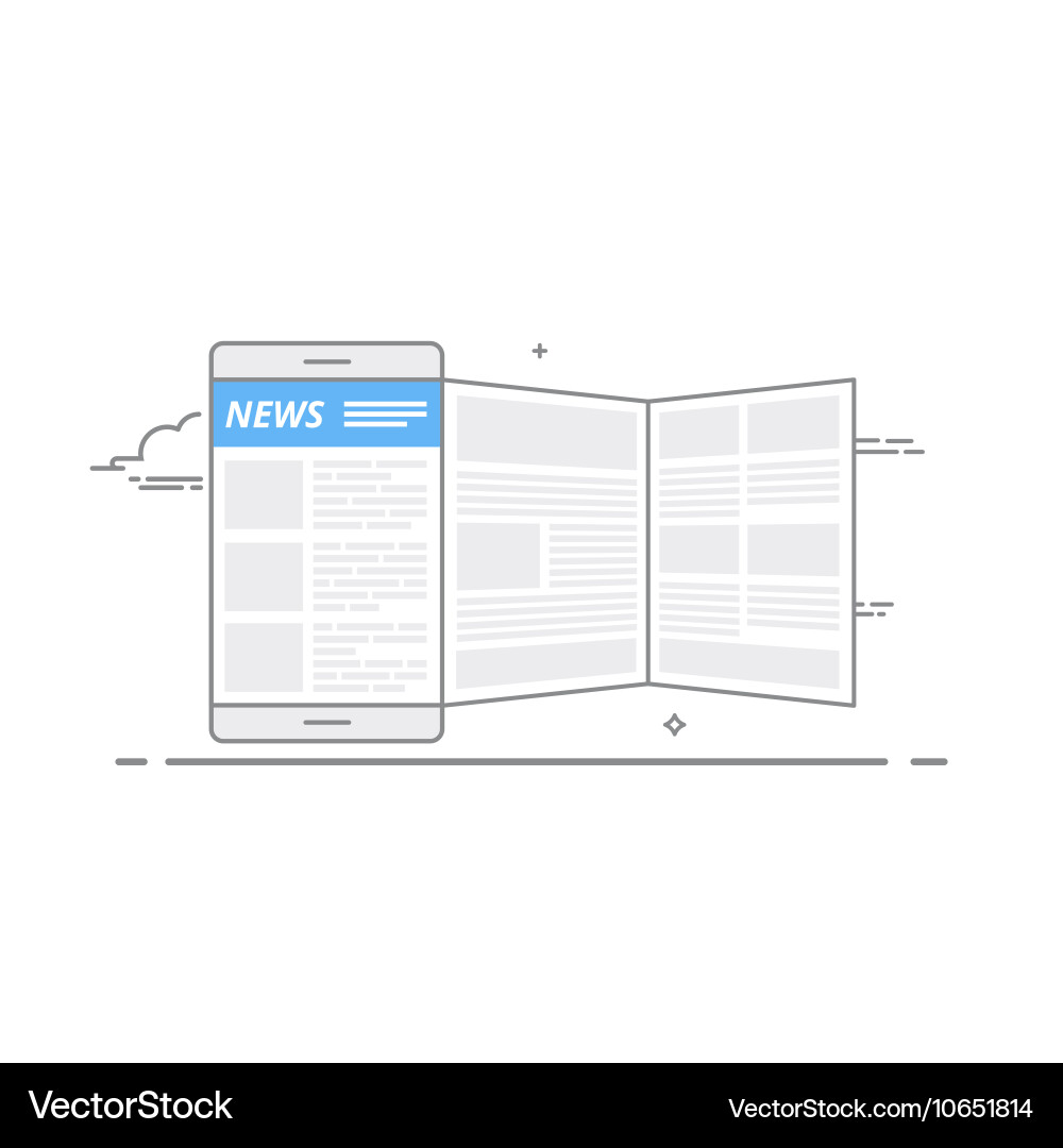 Concept of using a mobile device to read news Vector Image