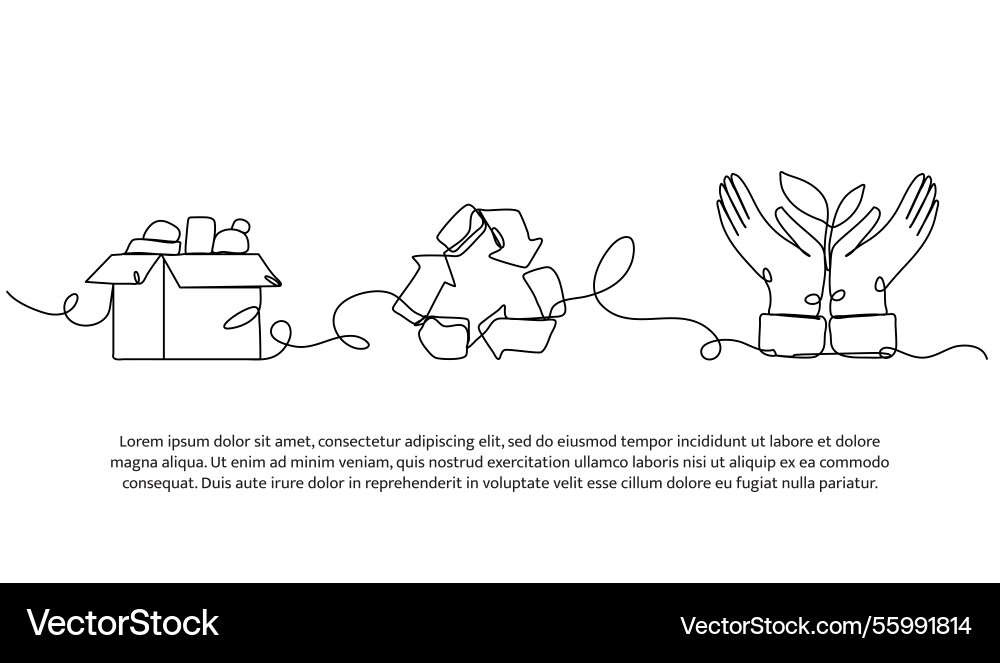 Continuous one line design of recycling process Continuous one line design of recycling process vector image