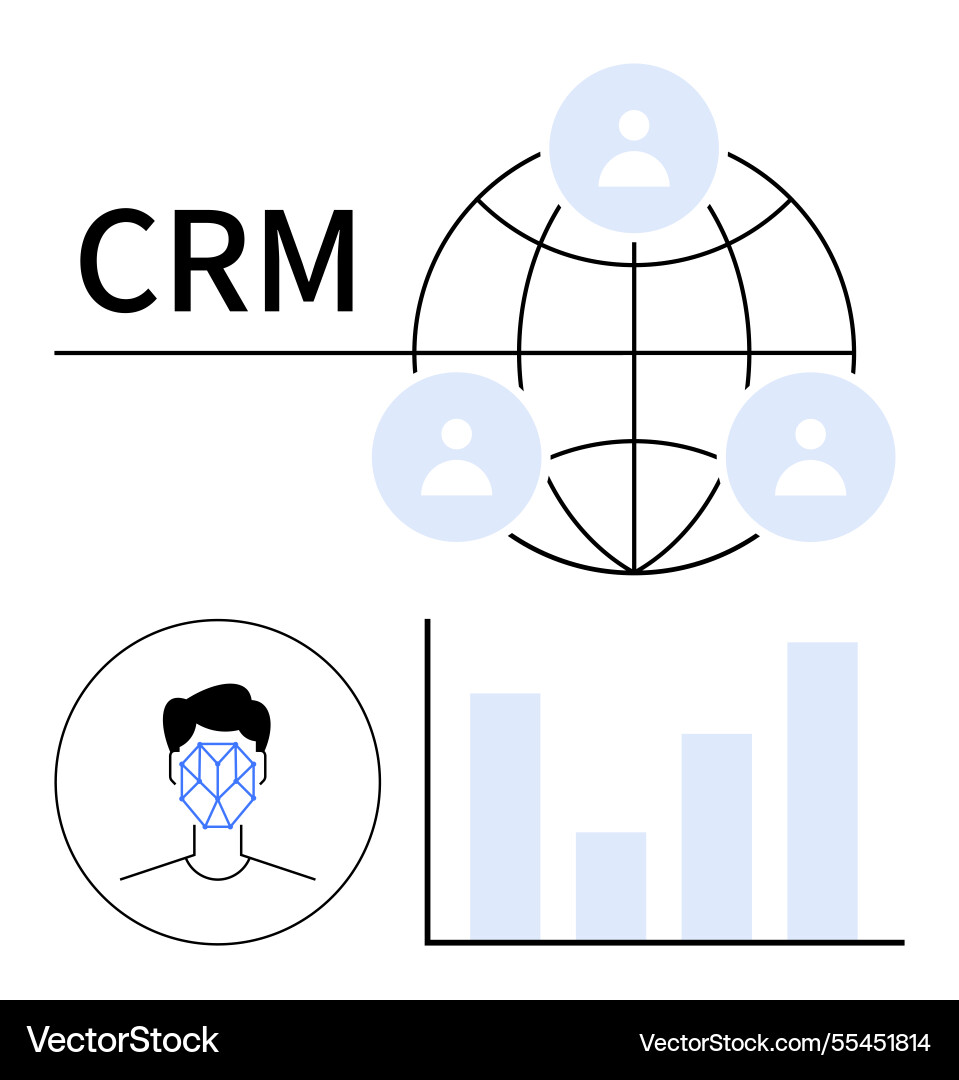 Crm-System mit globalem Verbindungs-Benutzerprofil Crm-System mit globalem Verbindungs-Benutzerprofil vektorbild