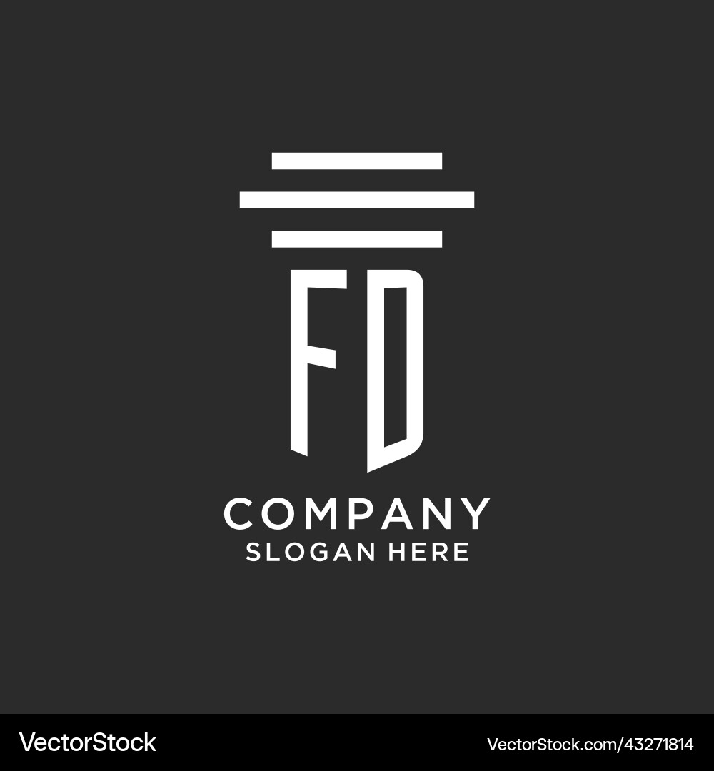 Fd initials with simple pillar logo design vector image