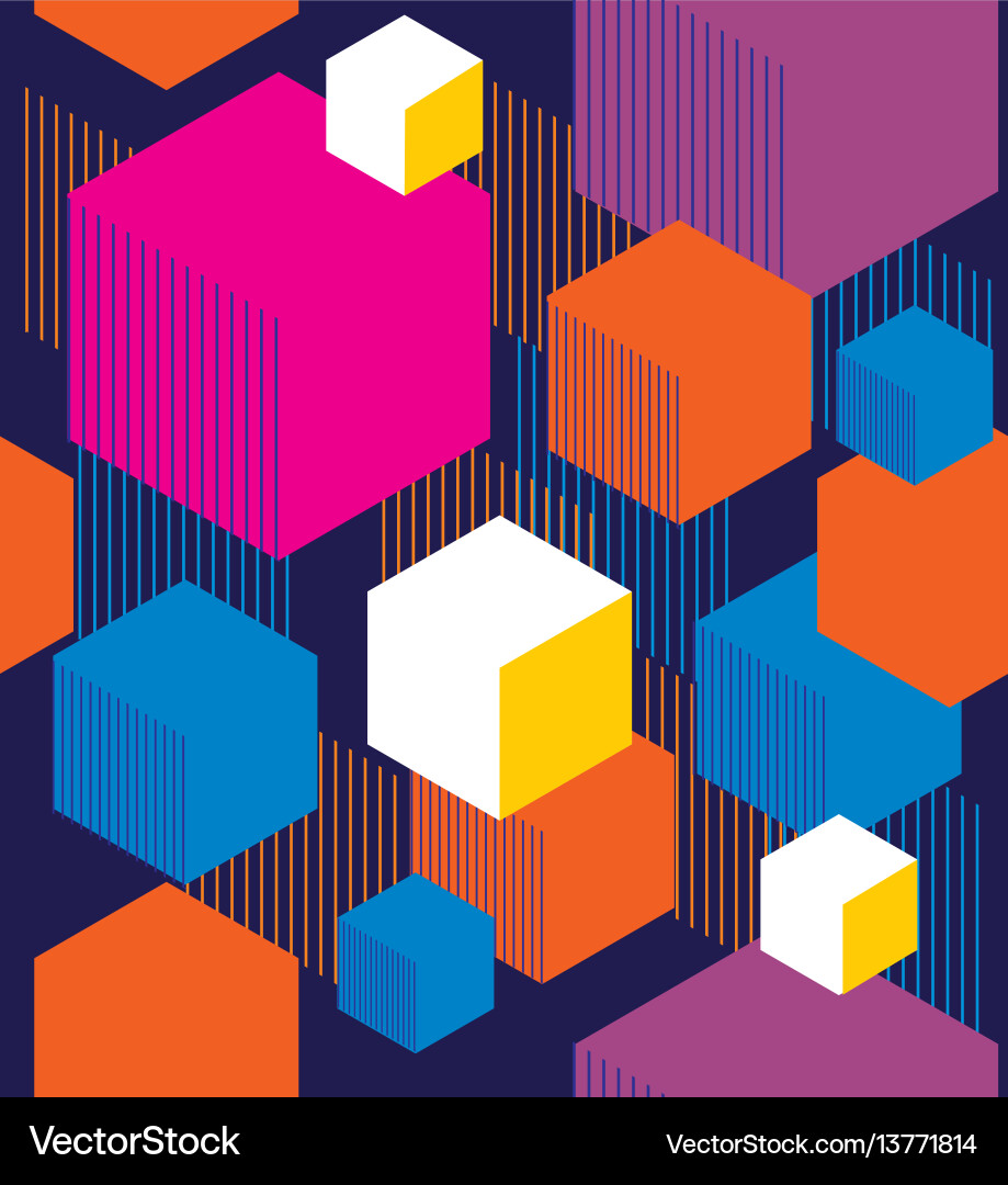 Geometric Cubes & Hexagons Vector Image