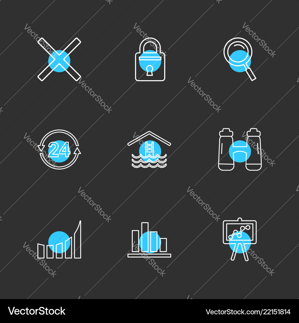 Lock search cross chart graph percentage Vector Image