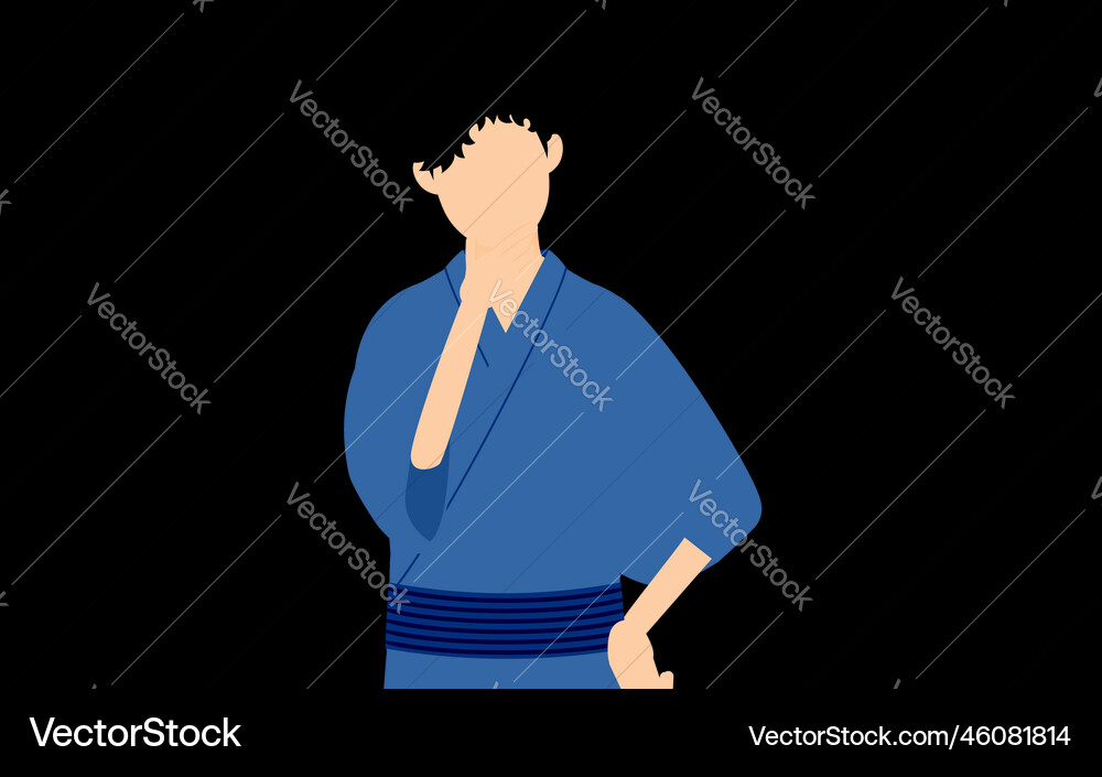 Man in yukata have doubts Vector Image