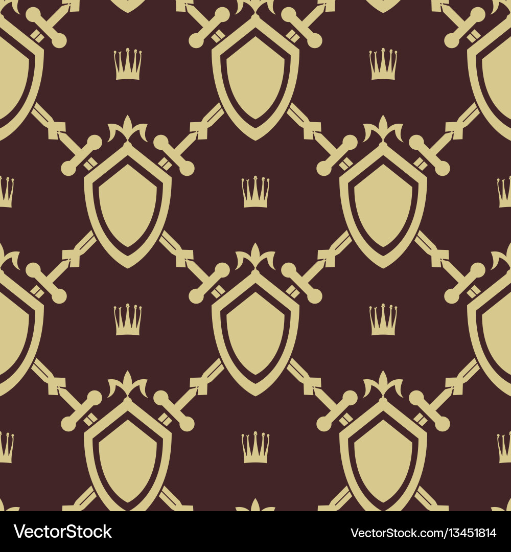 Medieval Sword and Shield Pattern vector image