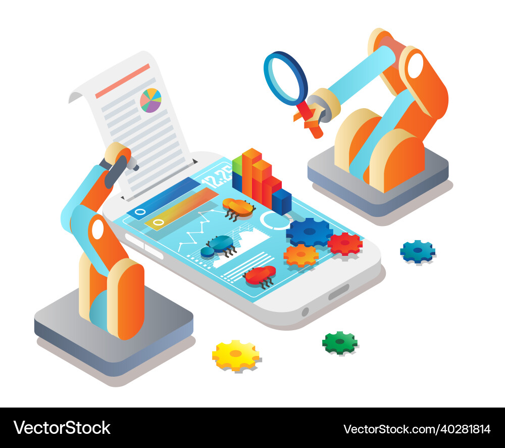 Mobile App Testing - Isometric vector image