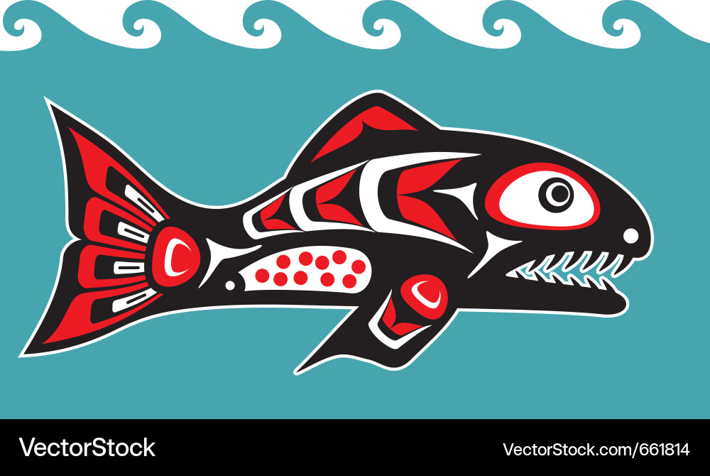 Native American Salmon Artwork Vektorbild