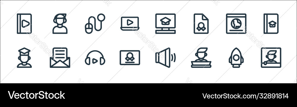 Online learning line icons linear set quality Online learning line icons linear set quality vector image
