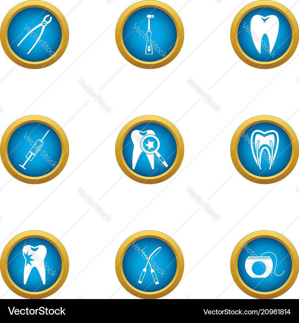 Problem tooth icons set flat style Vector Image