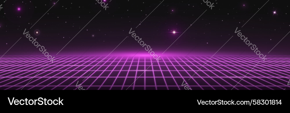 Retro Synthwave Grid Vector Image