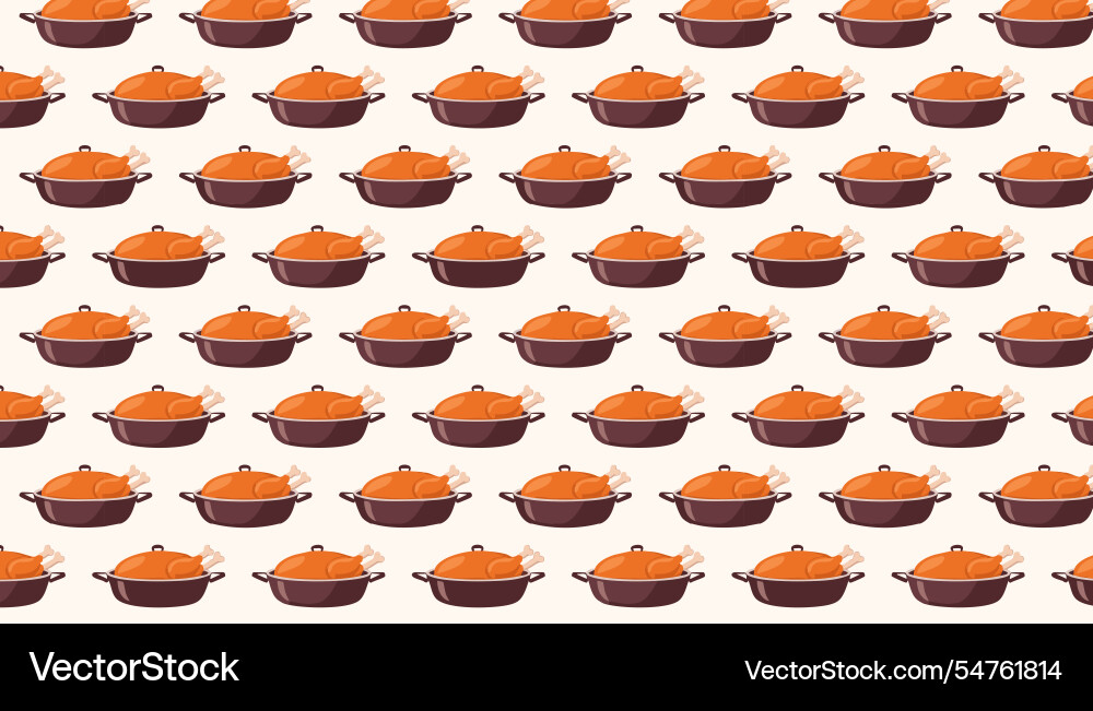Seamless pattern with chicken in a roasting pan Seamless pattern with chicken in a roasting pan vector image