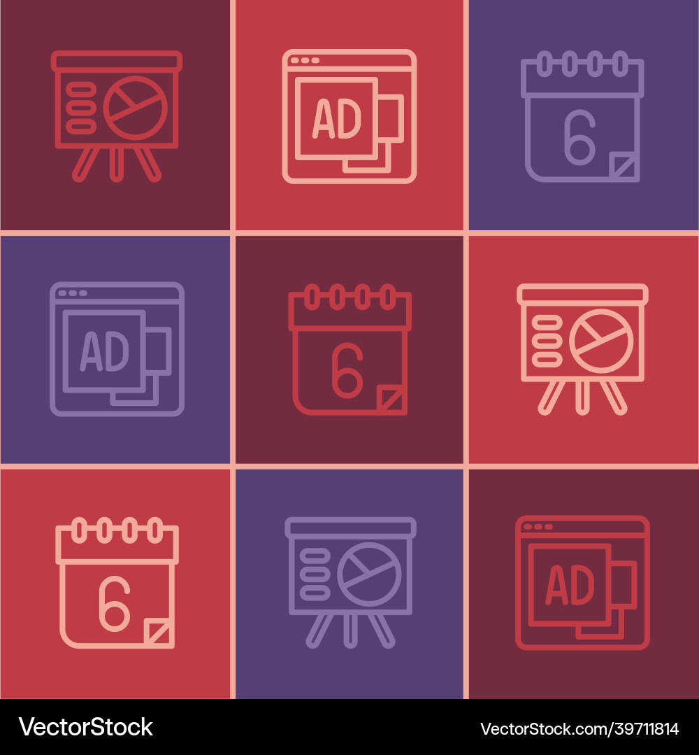 Set line board with graph calendar Set line board with graph calendar Vector Image