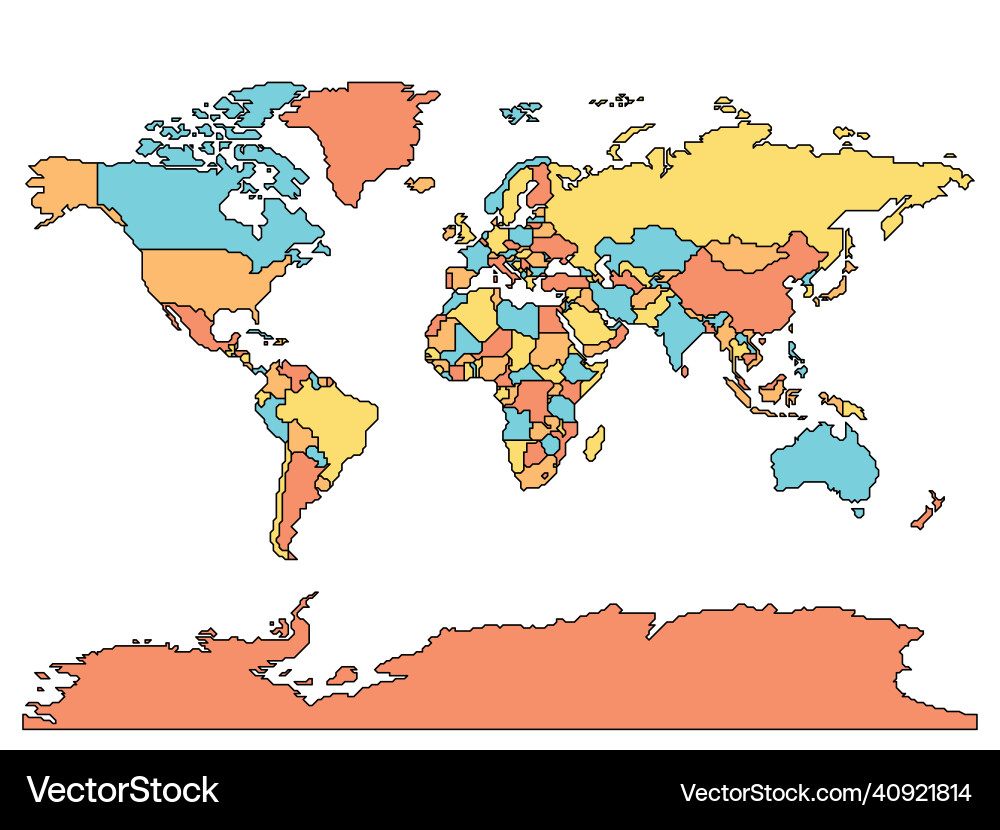 Simplified smooth border world map Simplified smooth border world map vector image